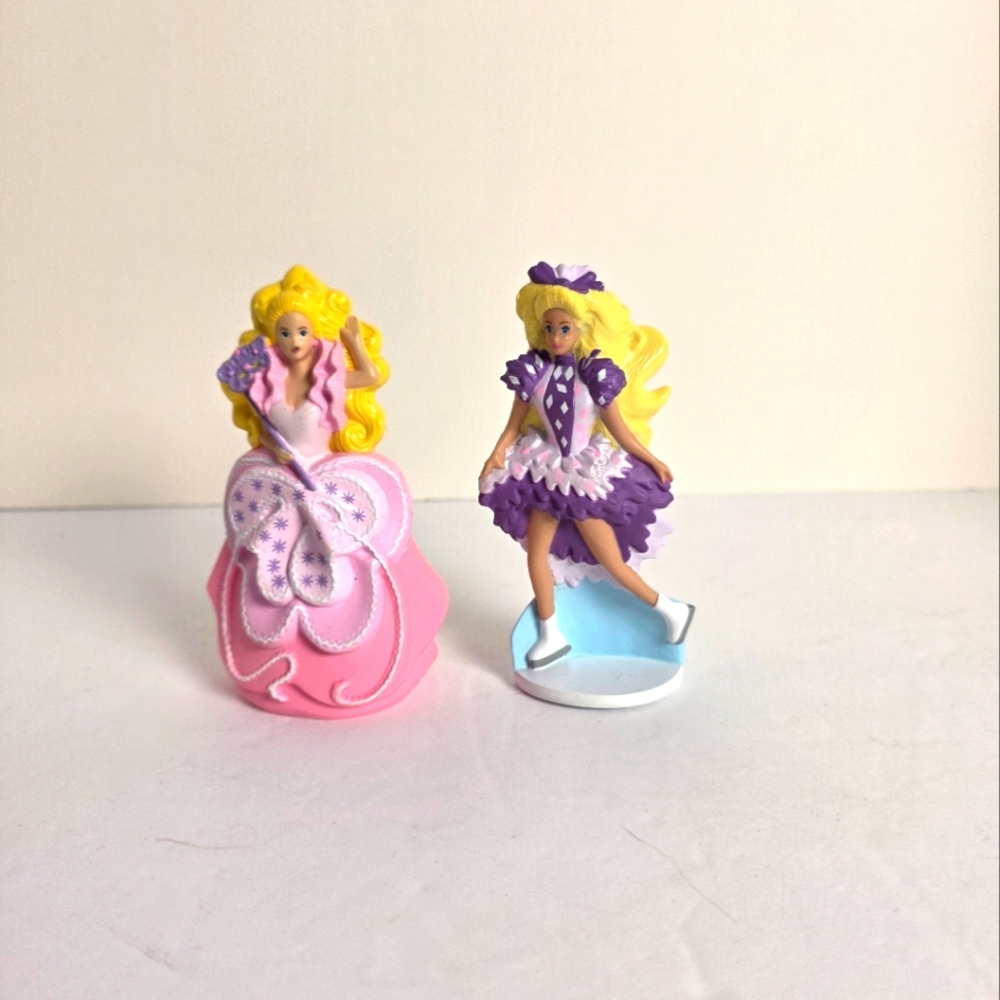 2 Vtg Barbie McDonalds Happy Meal Toys Figures 1991 Cake Toppers STAR & SKATER